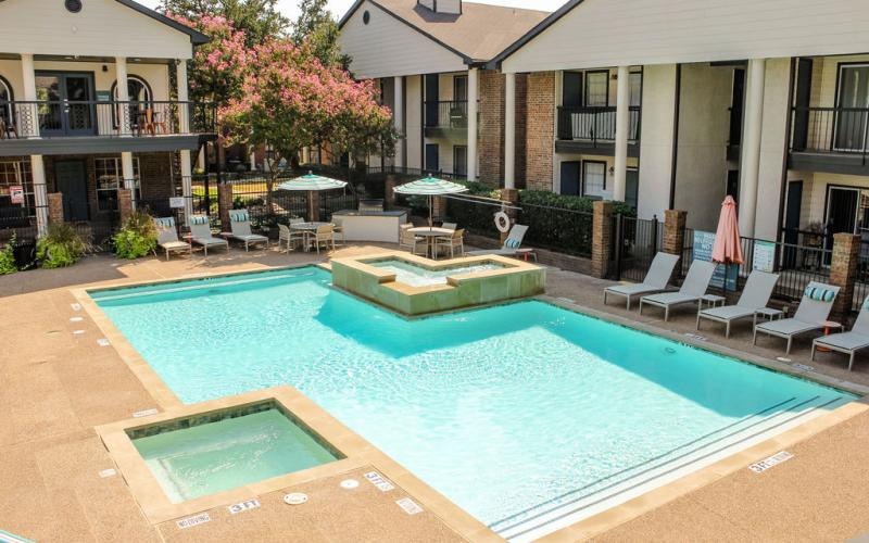 a swimming pool in a backyard