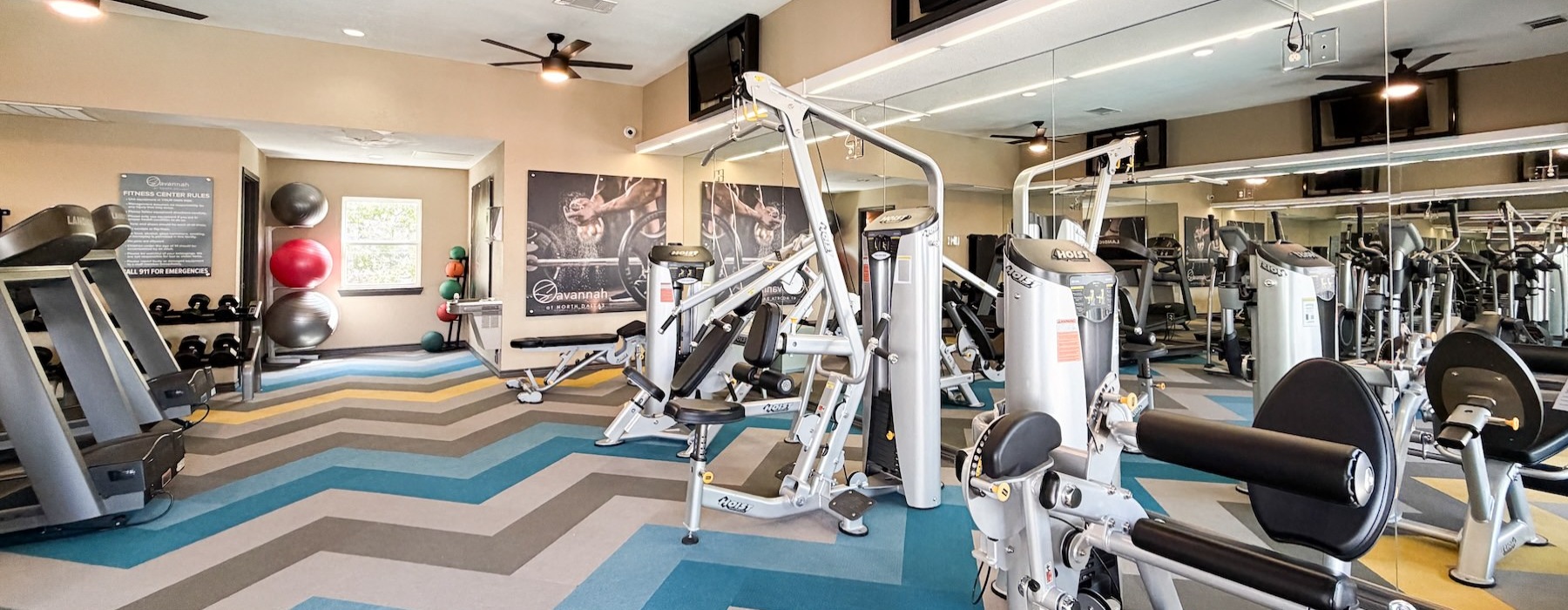 a gym with exercise equipment